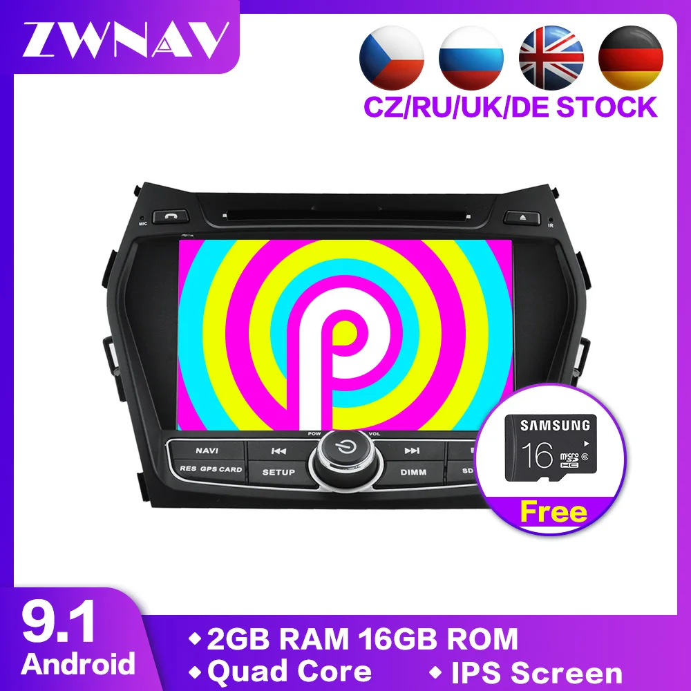 DSP android 9,1 автомобильный dvd мультимедийный плеер для hyundai IX45 Santa fe 2013 GPS для автомобиля, стерео навигация автомобильное радио магнитофон