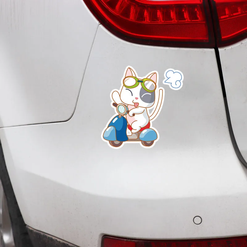 Fuzhen бутик-наклейки внешние аксессуары мультяшный кот езда на мотоцикле ПВХ