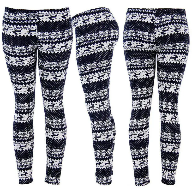 Рождественские леггинсы женские сексуальные эластичные мягкие с принтом