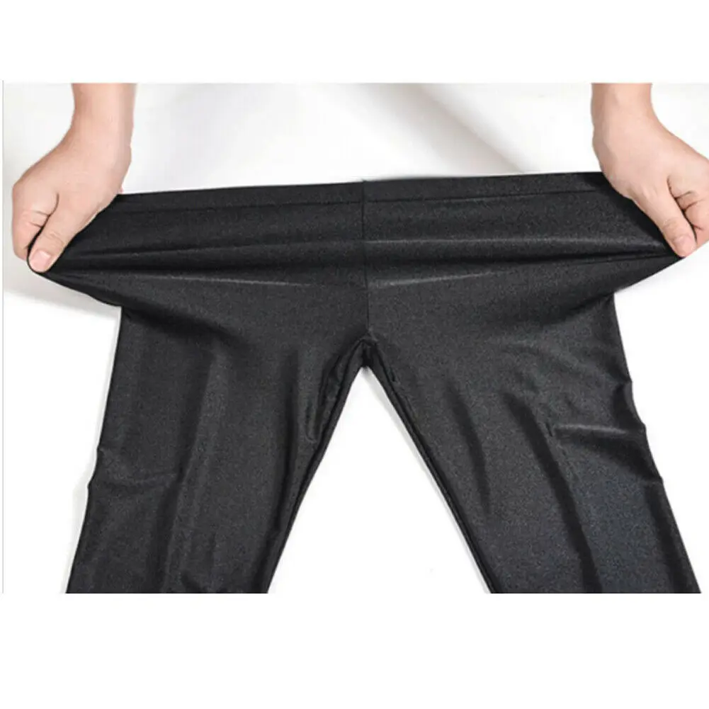 

plus size Hot sale solid sexy Shiny Black Thin Elastic Womens High Waist Stretch Skinny Shiny Leggings Slim Fit Pants