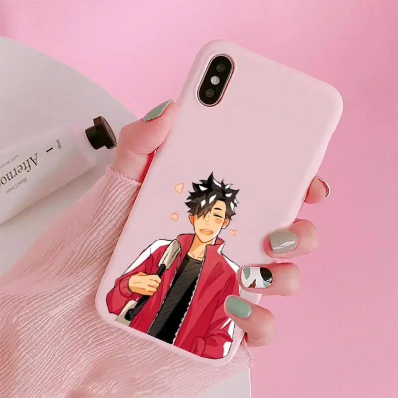 

Haikyuu anime Kuroo Tetsurou volleyball Phone Case Candy Color for iPhone 6 7 8 11 12 s mini pro X XS XR MAX Plus
