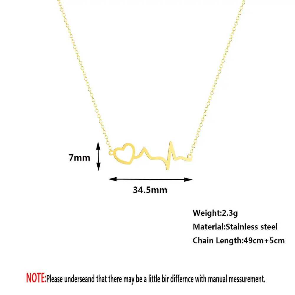 Ожерелье Chandler из нержавеющей стали для женщин девушек любит ЭКГ медицинские