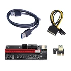 Двойной светодиодный кабель VER009S PCI-E Riser Card 009S PCI Express 1X to 16X Extender 60 см USB 3,0
