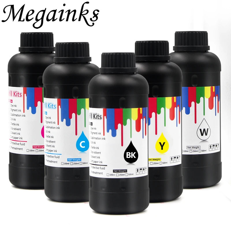 Megainks 500 мл набор DX5 DX7 TX800 мягкие светодиодные УФ чернила для Epson Печатающая головка