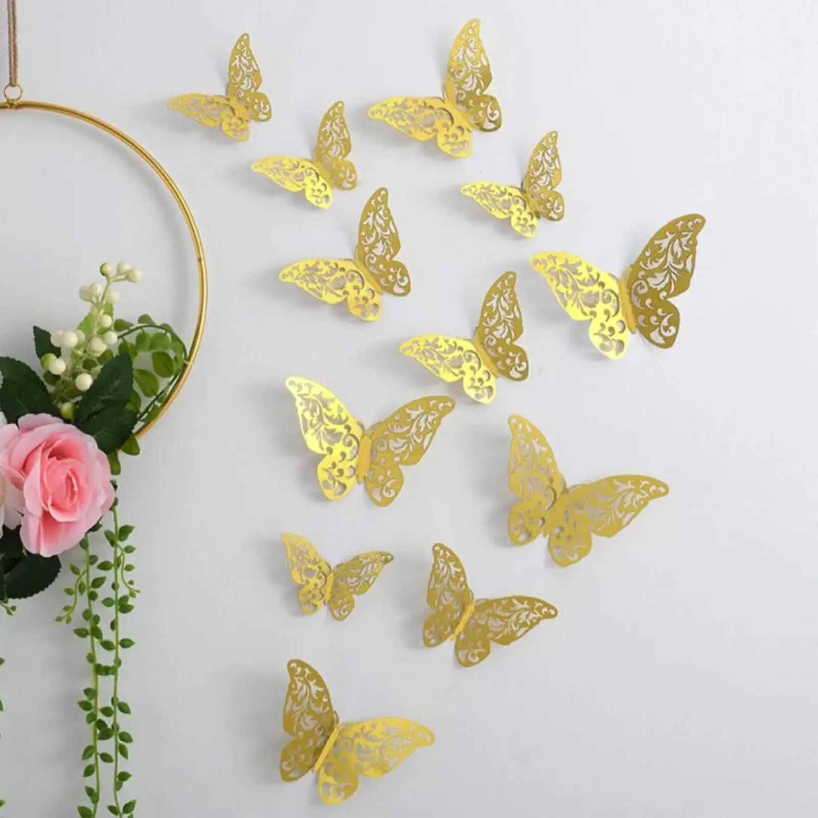 

12Pcs 3D Hollow Butterfly Wall Sticker Removable Wall Srickers Butterfly Wall Decals For Kids Rooms Fridge Party Wedding Decor