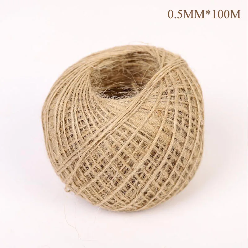 Jute Rope 100m Taoup 5 м/10 м имитация зеленых листьев плетеная пеньковая веревка деревенский Свадебный декор винтажные Свадебные аксессуары натуральный Toile De Jute - Цвет: Jute Rope 100m