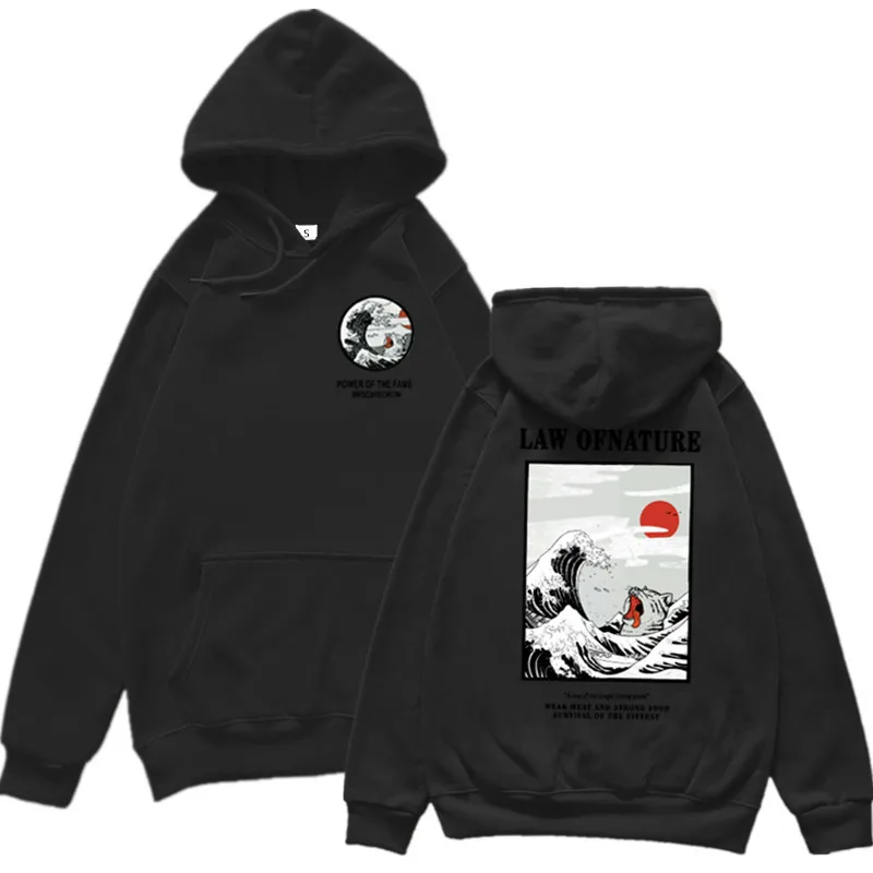 Японские флисовые толстовки с забавным принтом кошек и волн зима 2020 японский