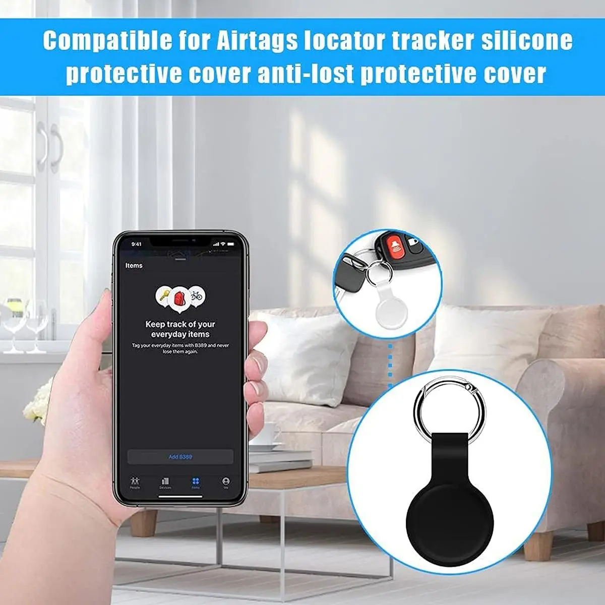 

Case for Airtag Silicone Protective Cover for Airtags Lightweight Soft Protective Skin Cover Accessories with Keychain Anti-Loss