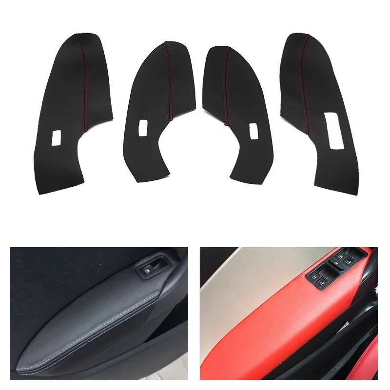 

Only Hatchback Microfiber Leather Interior Door Handle Panel Armrest Protective Cover For VW Polo 2011 2012 2013 2014 2015 2016