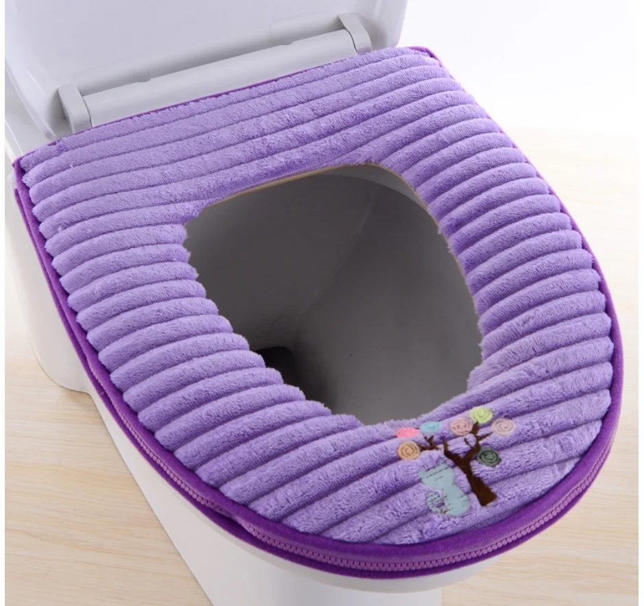 

Super Soft Plush PU Waterproof Thick Warm Zipper Stripe Decal Toilet Seat