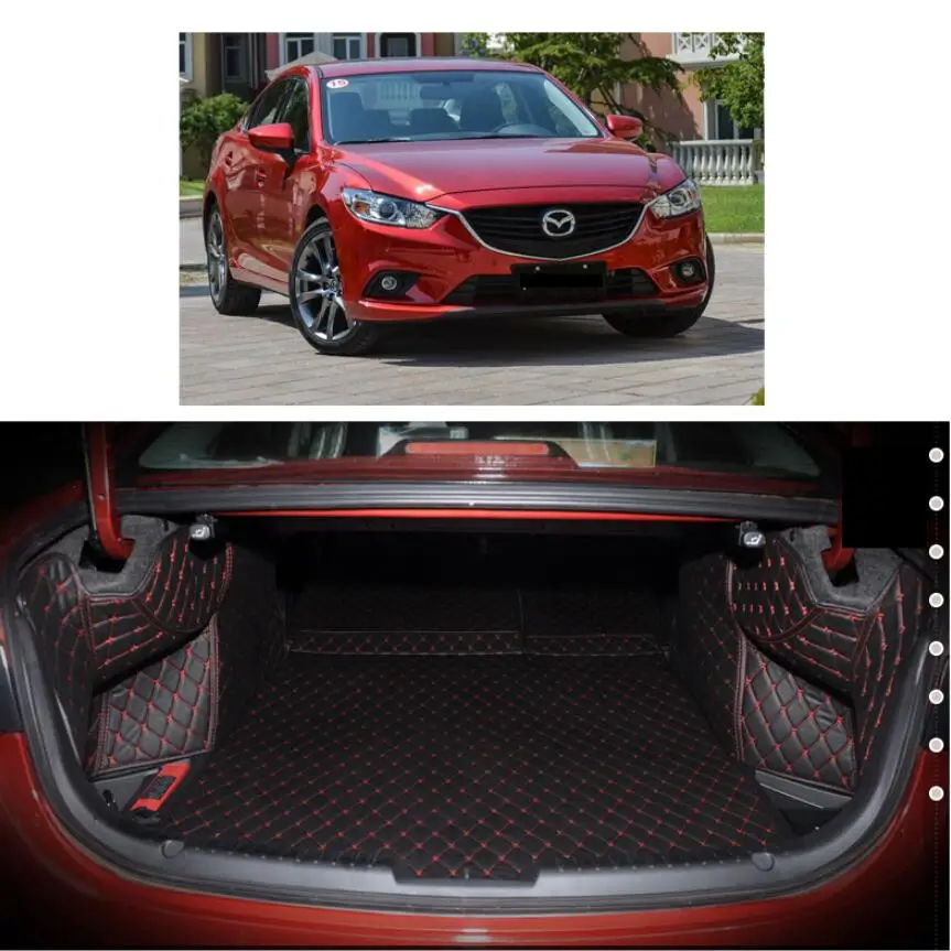 for Leather Car Trunk Mat Cargo Liner for Mazda6 2013 2014 2015 2016 2017 2018 2019 Rug Carpet Interior Accessories