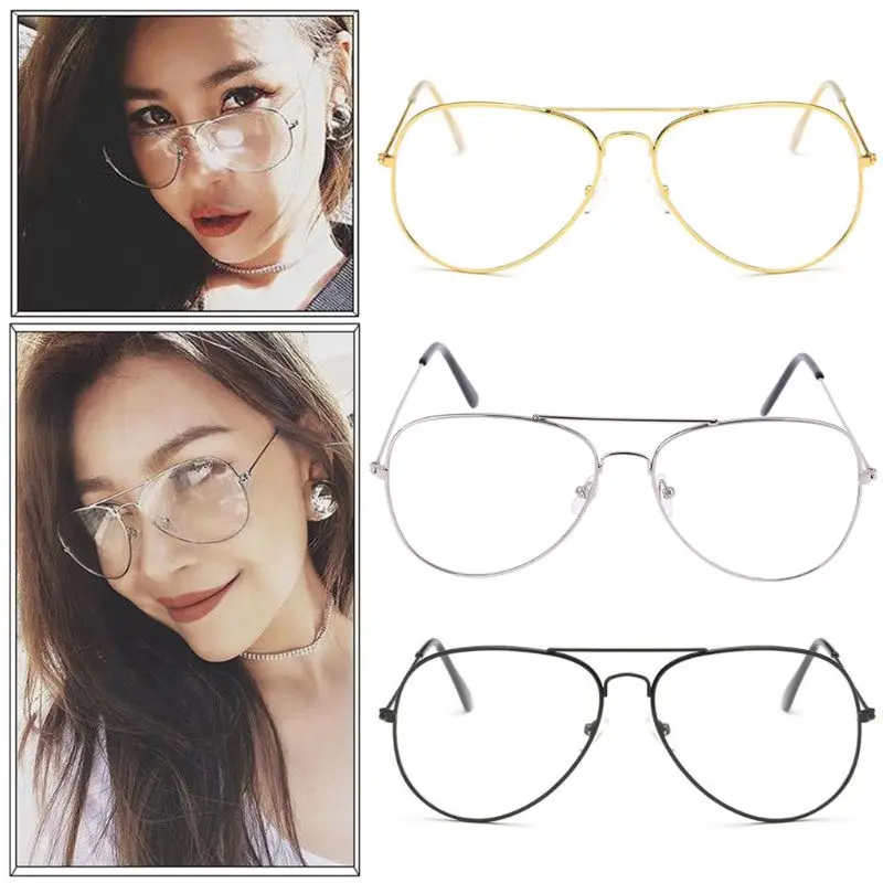 

Large Fashion Retro Metal Clear Lens Glasses Designer Tear Drop Frame Eyeglasses