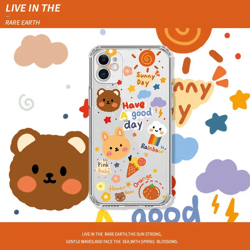 Хит продаж прозрачный мягкий чехол для телефона милый корейский граффити iPhone 11 12