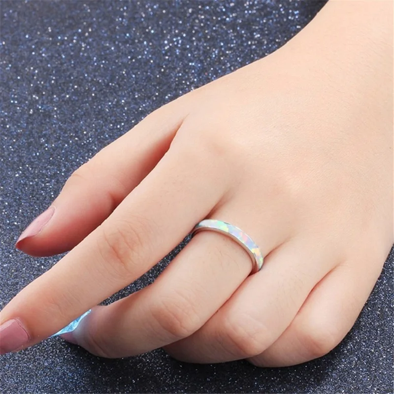 Exquisite White / Blue Fire Opal Ring Simple Wedding Engagement For Man Woman Fashion Gift | Украшения и аксессуары