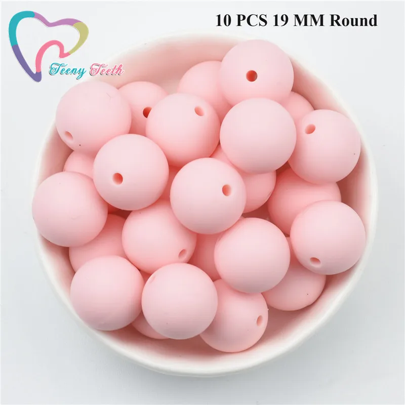 10 PCS 19 MM Round 10 шт. яркие розовые 14-17 мм Силиконовые Детские Прорезыватели для зубов жевательные прорезыватели безопасные игрушки DIY пустышка цепь BPA бесплатно шестигранные детские бусы - Цвет: 10 PCS 19 MM Round