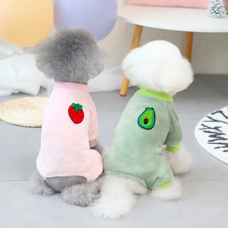 

4-color Pet Clothes Autumn And Winter Warm Coral Fleece Pet Four-legged Garment Small And Medium Sized Pet Chihuahua Teddy