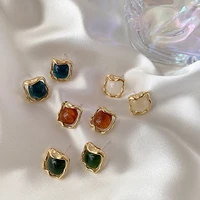 retro geometric stud earrings contracted character of irregular metal color earrings women jewelry gifts
