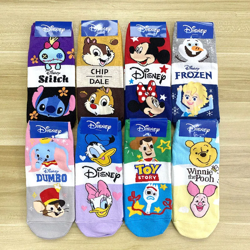 

Носки с героями мультфильмов Disney носки хлопковые с забавным, Нескользящие резиновые милые носки с принтом Микки/Минни/Эльзы