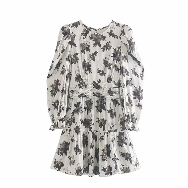 Женское винтажное мини платье Элегантное повседневное плиссированное с пышными