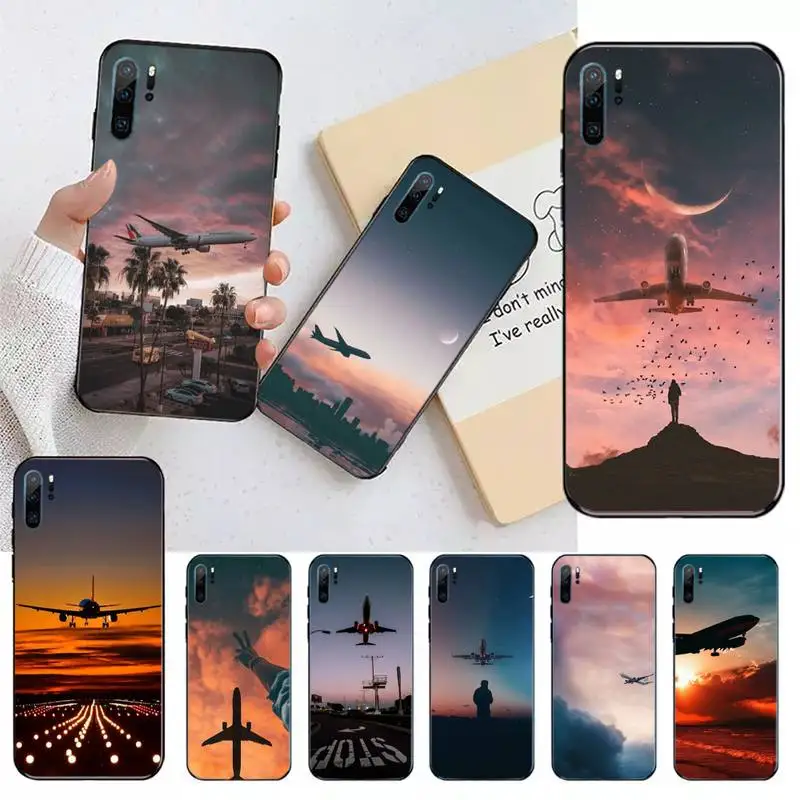 

Aircraft Airplane fly travel cloud Phone Case For Huawei honor Mate 10 20 30 40 i 9 8 pro x Lite P smart 2019 Y5 2018 nova 5t