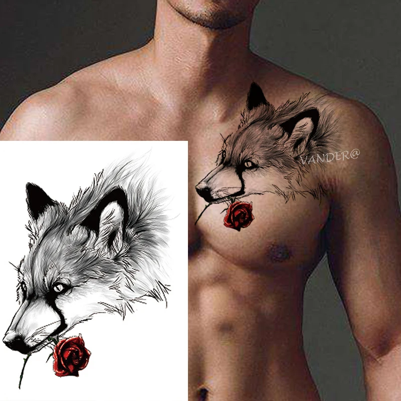 36 лист с изображением тигра волка Круто боди арта пикантные череп