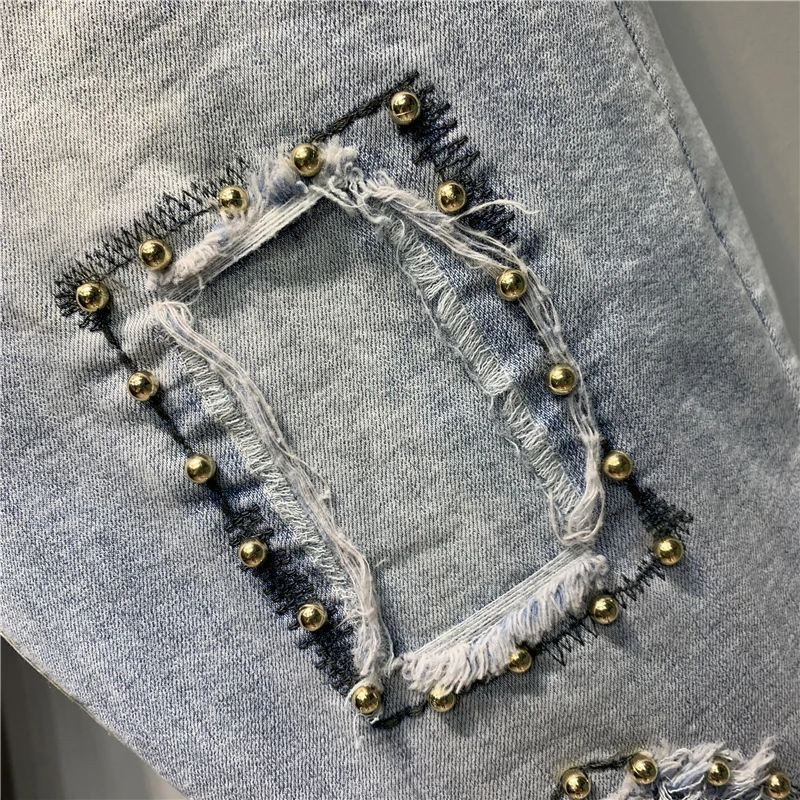 

SHENGPALAE Beauty Pattern Jeans Women's Spring Summer 2021 New High Waist Loose Denim Ankle-length Harem Pants Without Belt