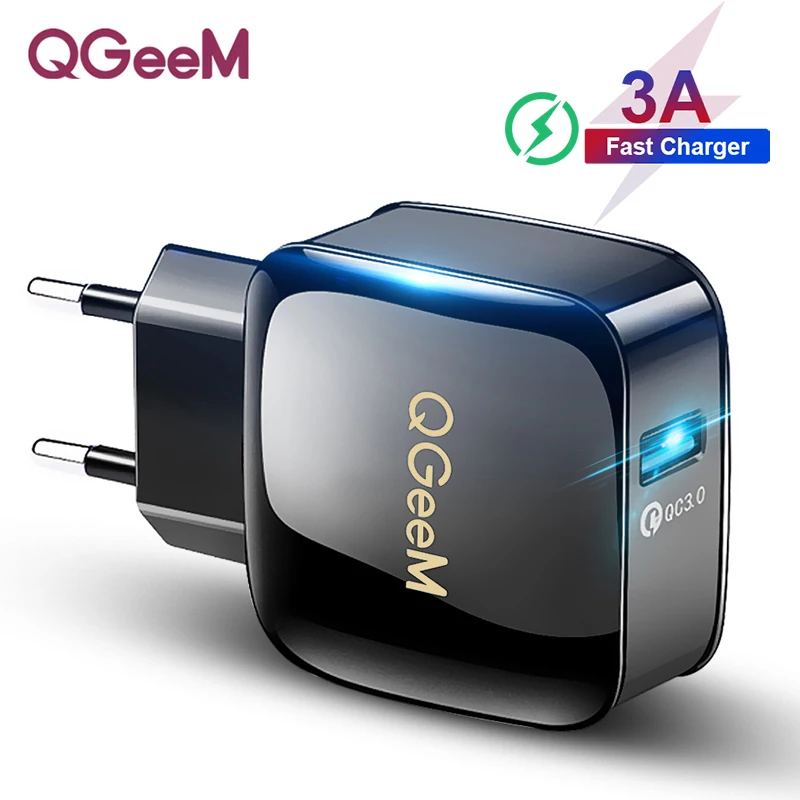 QGEEM QC 3,0 USB зарядное устройство Quick Charge 3,0 зарядное устройство для телефона для iPhone 18W3A быстрое зарядное устройство для huawei samsung Xiaomi Redmi EU US Plug