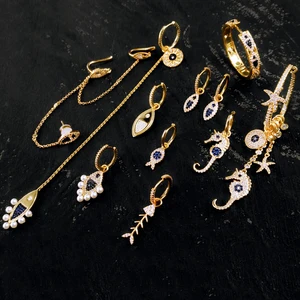 hot 925 silver earring for women tropical ocean holiday small fish peal zircon drop earrings luxury brand monaco jewelry free global shipping