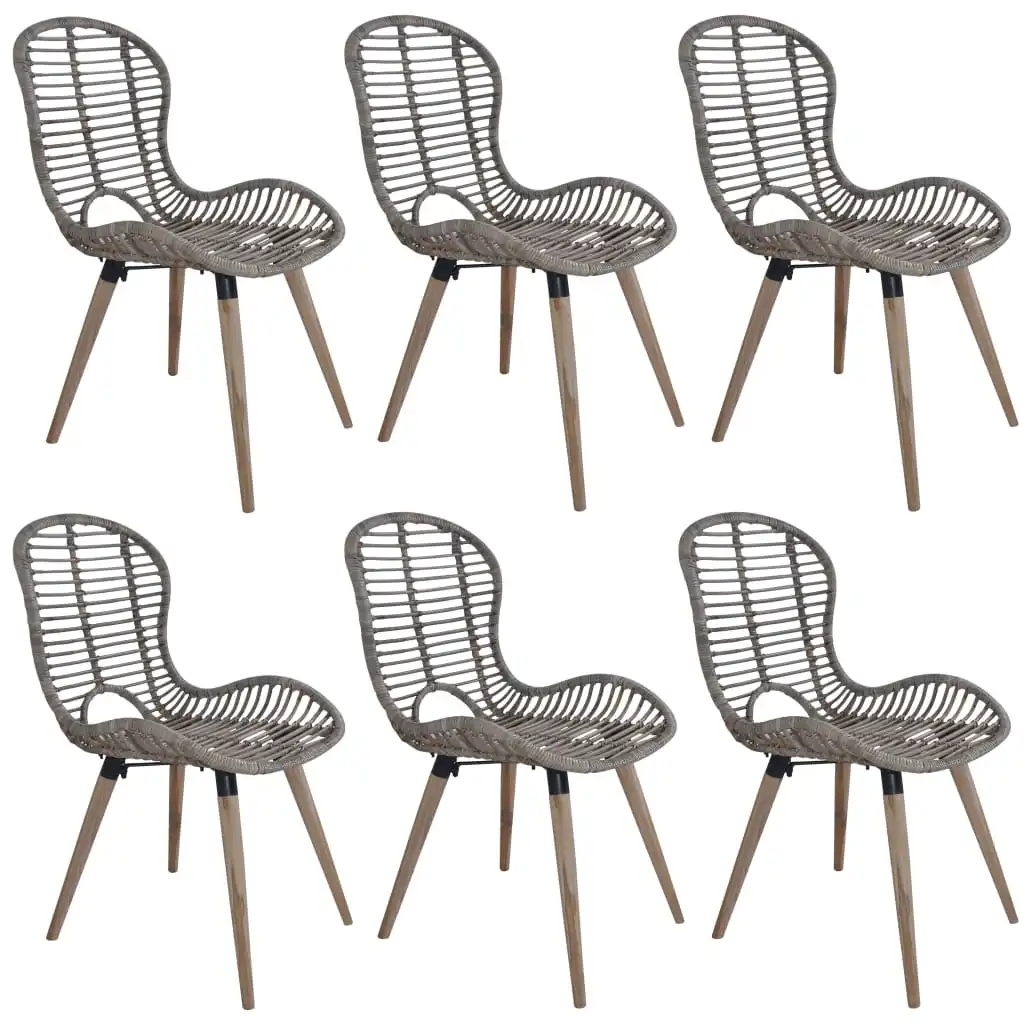 

Dining Chairs 6 pcs Brown Natural Rattan