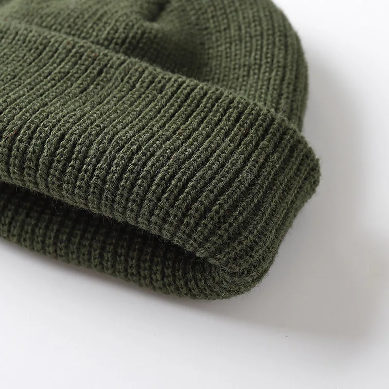 

New Fashion Men's Beanie Winter Knit Hat Boy Skullcap Sailor Cap Cuffs Retro Navy Short Hat Solid Color Unisex beanie