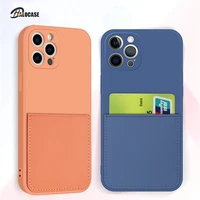 silicone phone case for iphone 12 mini se 2020 11 pro max xs x xr 6 7 8 plus with card holder wallet soft cover shockproof coque