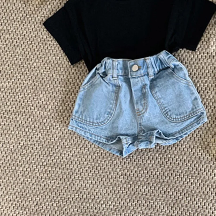 

Children's Summer New Casual Shorts Korean Simple and Handsome Pocket Boys and Girls Wash Jeans Kids Pants