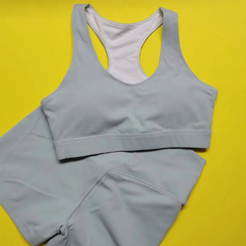 

Light Color Breathable Yoga Set Women Fitness Clothing Sportswear High Waist Gym Leggings+Push Up Sport Bra 2 Piece Sports Suits