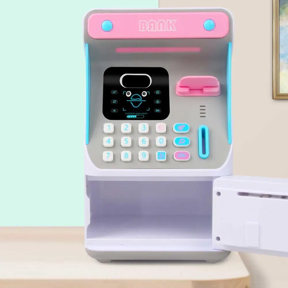 Hucha de ahorro creativa para ni&ntilde;os, caja de dinero de simulaci&oacute;n ATM, m&aacute;quina de dep&oacute;sito en efectivo, estuche de almacenamiento de monedas, juguete para juego de imitaci&oacute;n-3