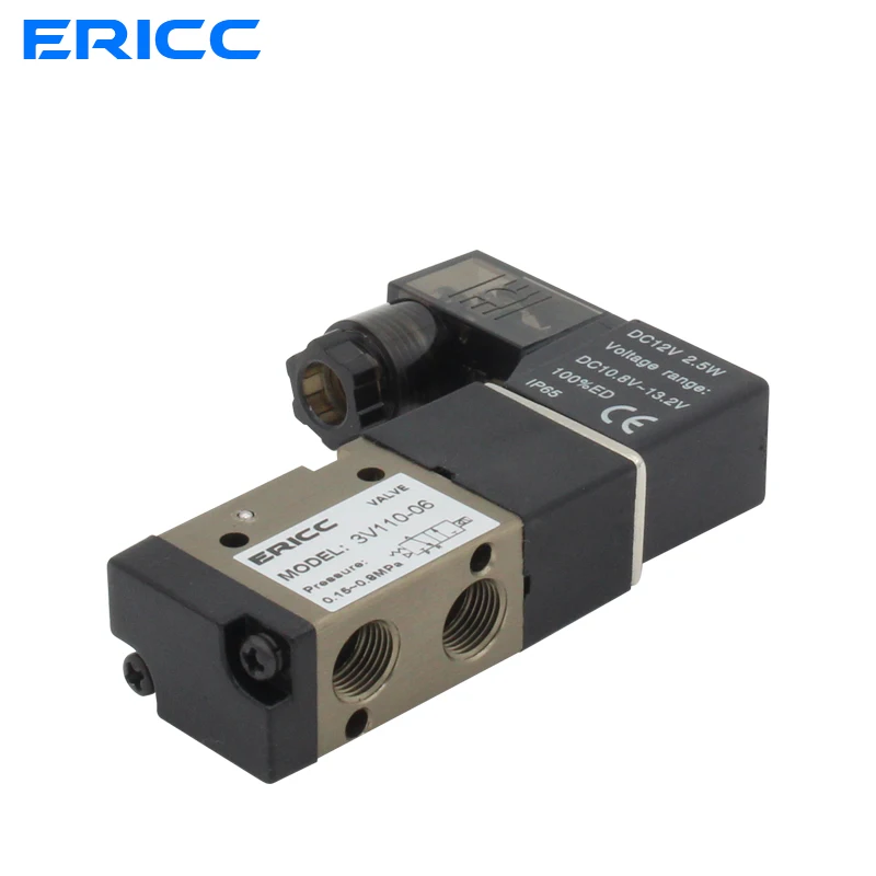 3 ходовой пневматический Соленоидный клапан ERICC 3V110 06 12 В 1/8 дюйма корпус из