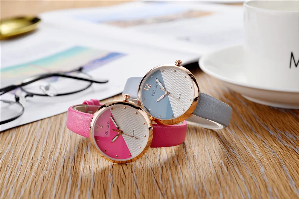 

YOLAKO Brand Women Clock Leather Band Quartz Watches Ladies Watch Korean Style Cute Fashion Casual Wristwatches relojes mujer