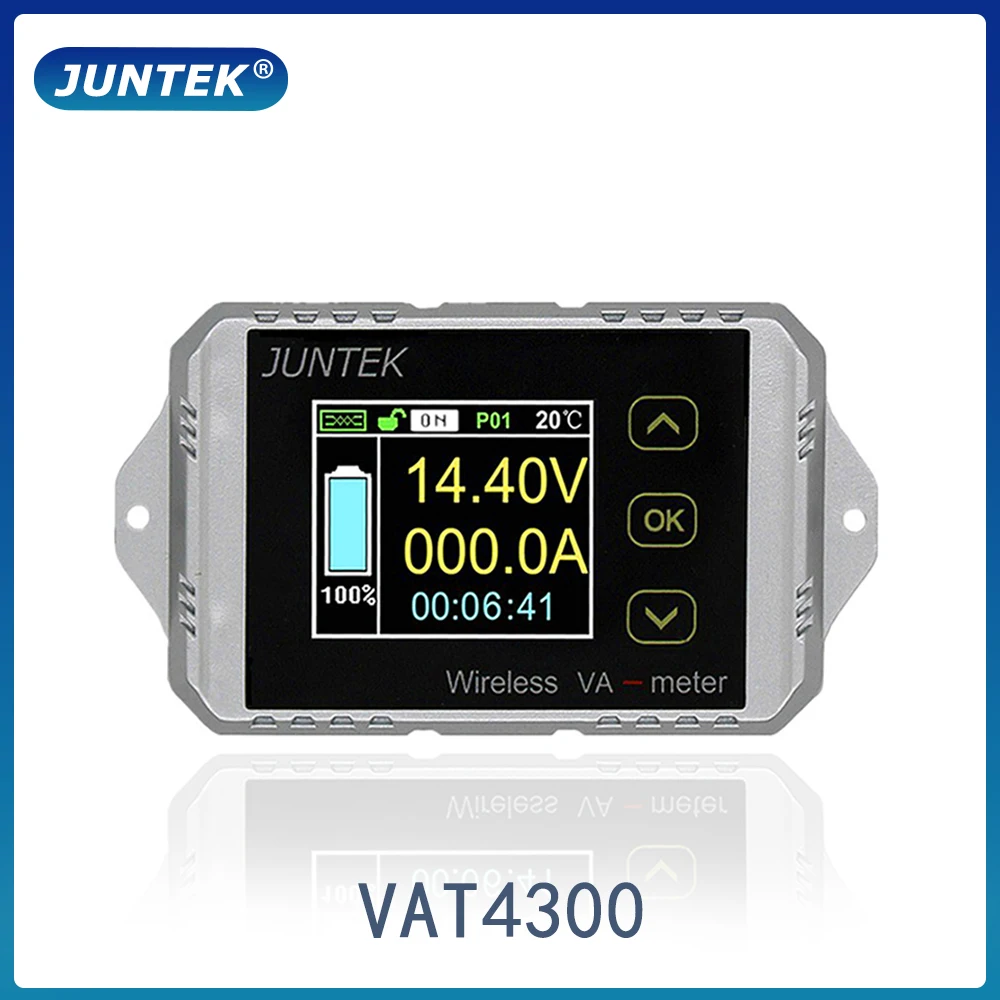 JUNTEK VAT4300 400V 300A Drahtlose amperemeter voltmeter batterie kapazität überwachung coulomb zähler 12V 24V 48V farbe bildschirm meter