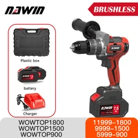 nawin 125nm cordless drill industrial grade brushless impact drill 12 metal auto locking chuck large battery ice drill fishing