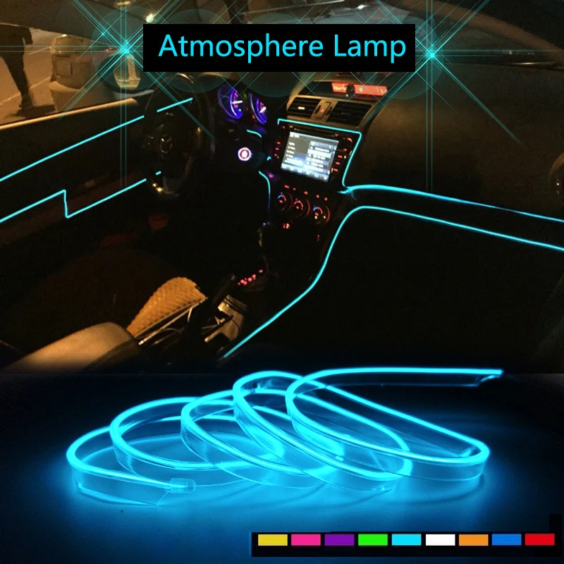 Автомобильная светодиодная лента EL Wire Rope Auto Atmosphere декоративная лампа для Kia Rio K2 K3