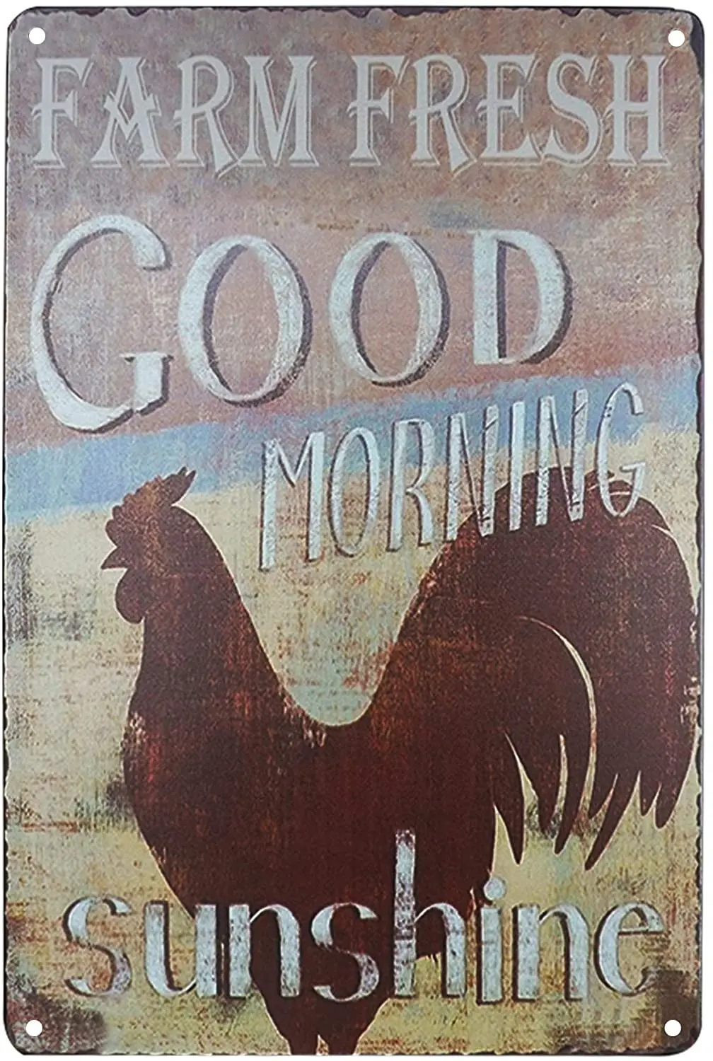 TISOSO Ферма Свежий доброе утро Солнечный свет петух винтажные металлические