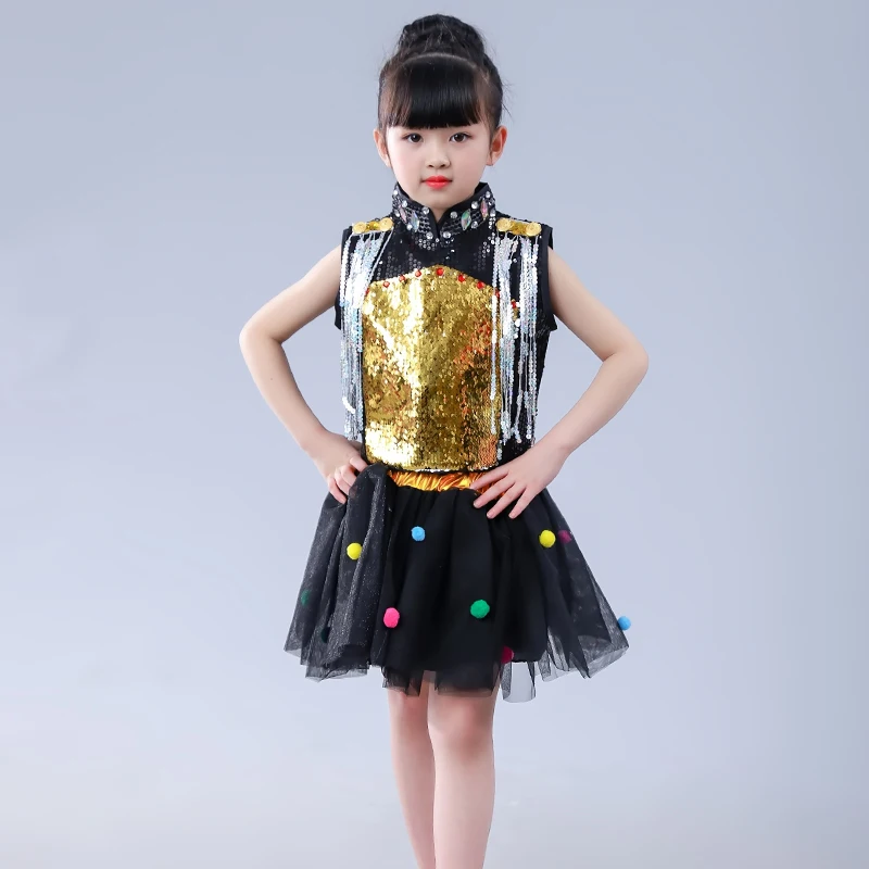 Детские джазовые танцевальные костюмы для мальчиков и девочек с кисточками