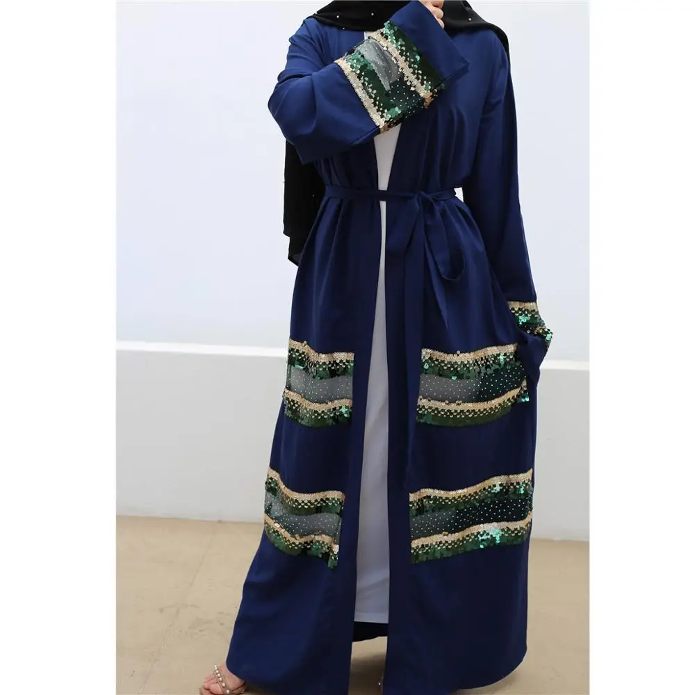2020 Новый мусульманский модный вышитый блестками Дубай Туника исламский халат
