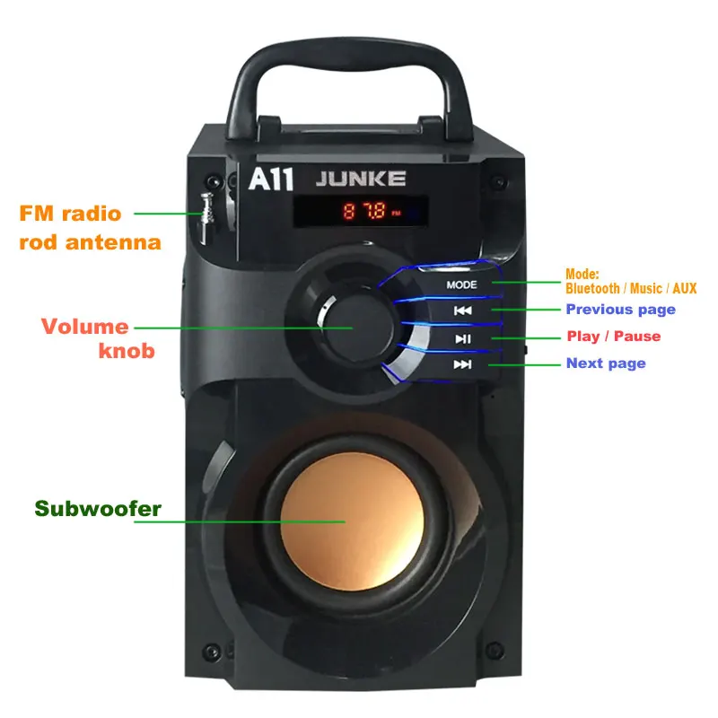 Стерео и сабвуфер JUNKE 2 1 Bluetooth динамик портативный беспроводной громкий Mp3