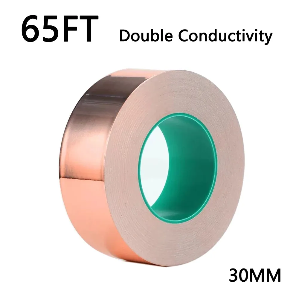 

65FT 30mm Width Double Conductive Copper Foil Tape EMI Shielding Conductive Tape Anti-static Repair Double Sided Fast Shipping