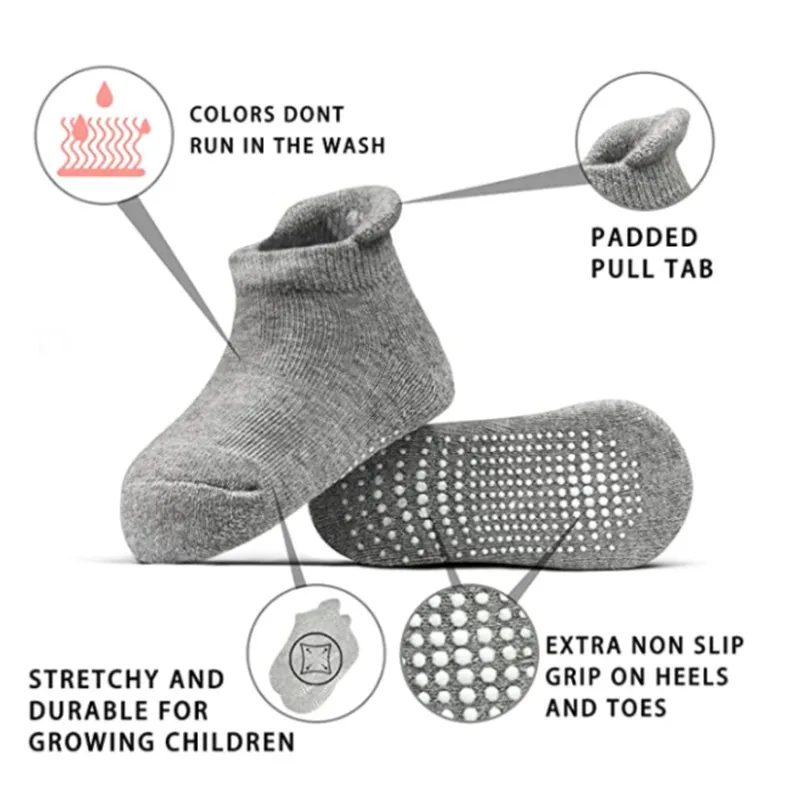 Носки хлопковые нескользящие для детей 1-5 лет 6 пар |