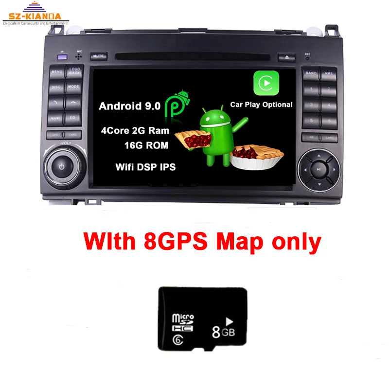 4Core 2G Ram 16G Rom " ips сенсорный экран Android 9,0 автомобильный dvd-плеер для Mercedes-benz B200 W169 A160 Viano Vito gps NAVI Радио BT wifi 3g dvr карта - Цвет: 4Core 2G Ram 16G Rom