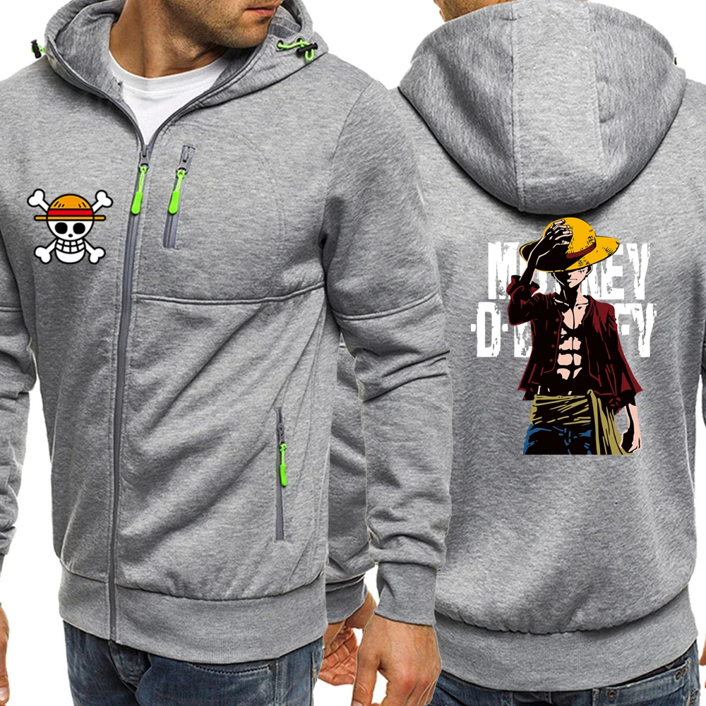 Luffy ONE PIECE Аниме серии толстовки мужские куртки Осень Зима Повседневное Пальто Harajuku мужские толстовки с капюшоном хип хоп Толстовка - Color: light gray6