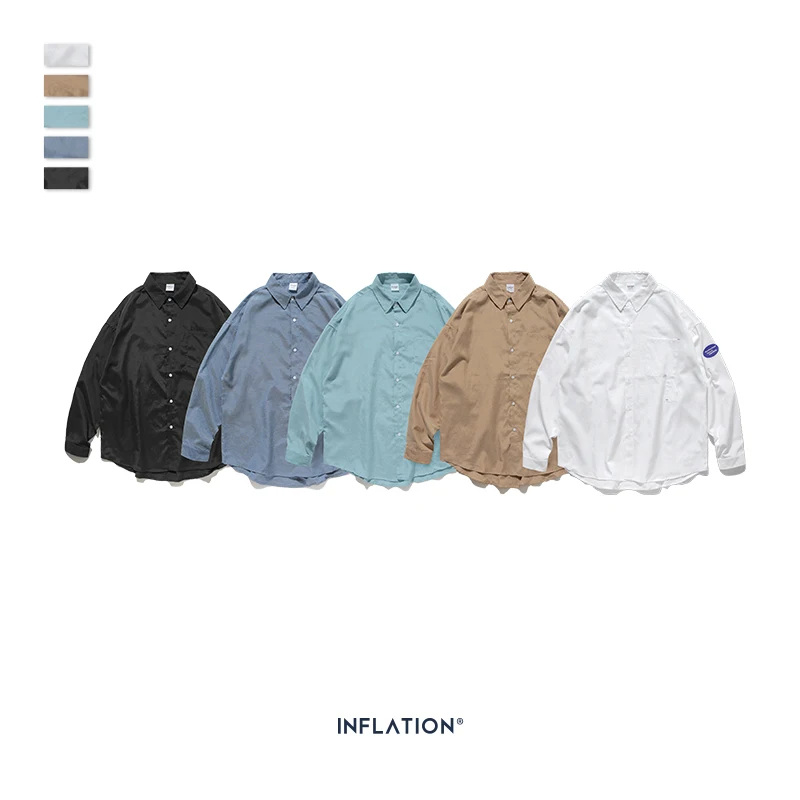 Инфляция дизайн свободный крой Супер длинная линия мужская рубашка сплошной