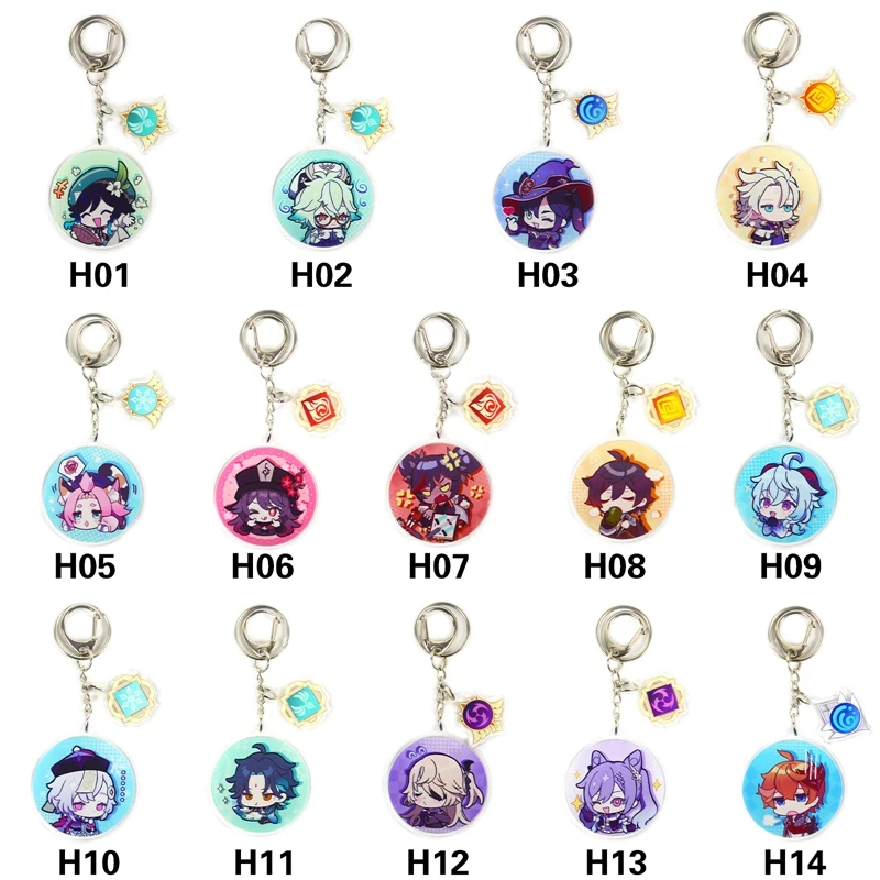 Genshin Impact Keychain Man Game Acrylic Key Chain Women Key Holder Couples Keyring Cartoon Key Ring