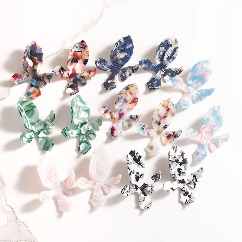 Красочные цветочные геометрические серьги для женщин акриловые корейские